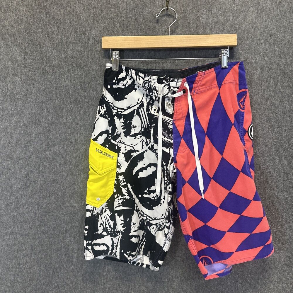 Y2K Volcom Maguro Paradox Boardshorts 30” Harlequin Surf Swim Bermuda Shorts